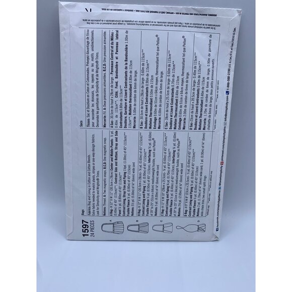 Simplicity Fashion Handbag Sewing Pattern 1597 - uncut - Picture 2 of 2